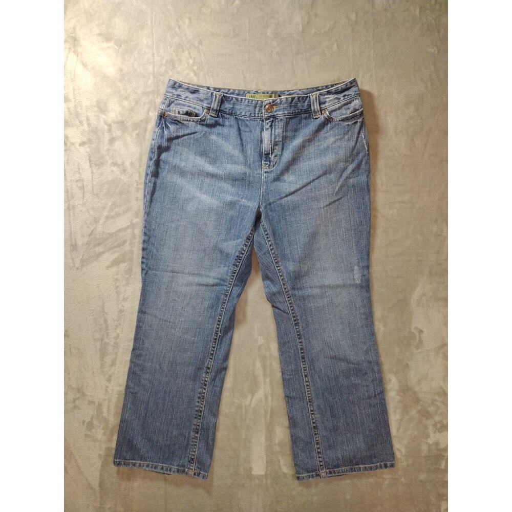 Vtg Old Navy Denim Jeans Womens 16 Short Just Below Waist Bootcut Distressed